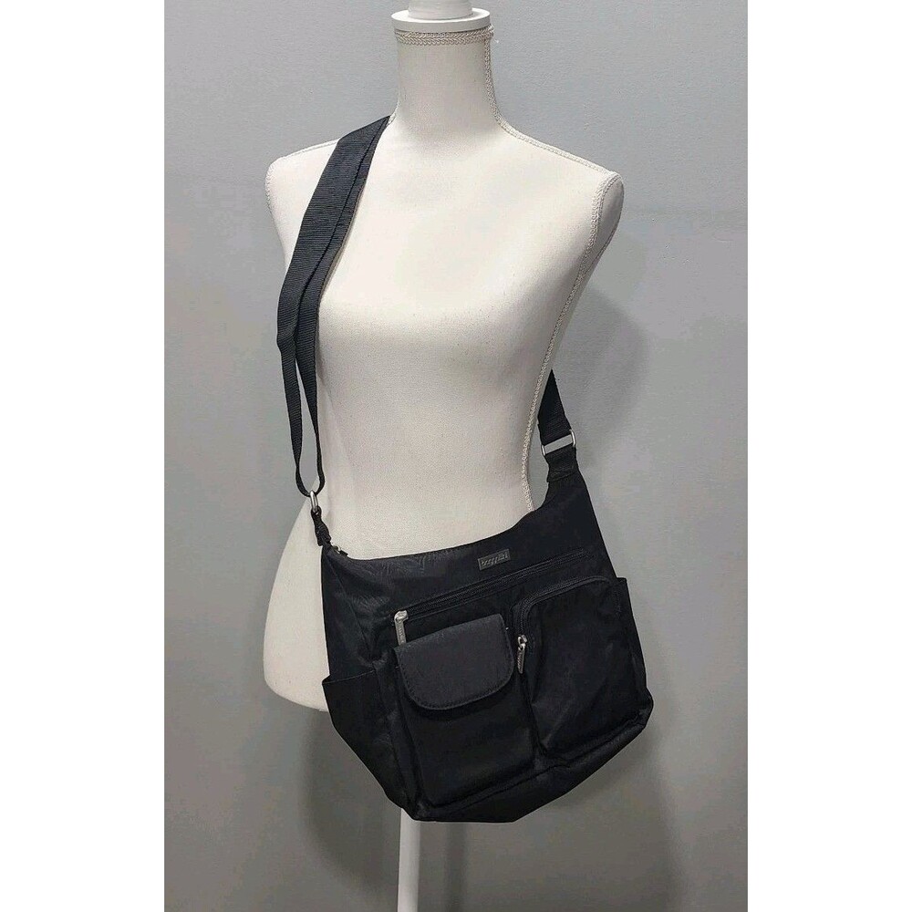 Baggallini Zebra Print Black Crossbody Bag Zip Pockets Adjustable Strap